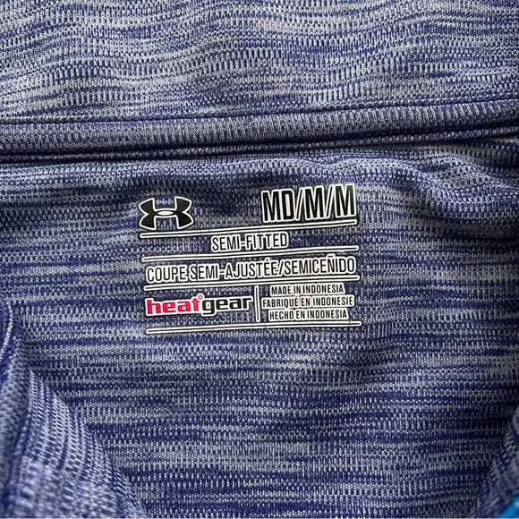 Under Armour Blue Quarter Zip Athletic Semi-Fitted Pullover Top long sleeve M - Picture 7 of 9